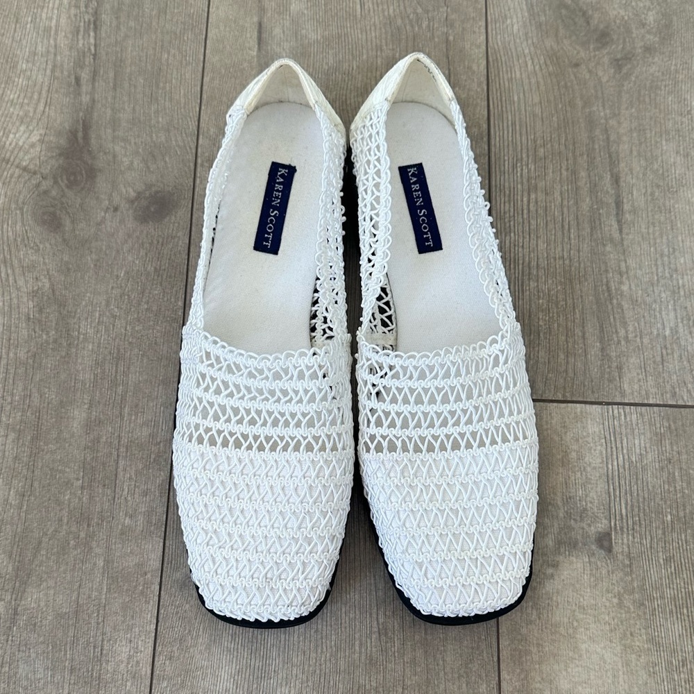 Karen Scott Bayside Soft Step Loafers Women sz 9 White Mesh
